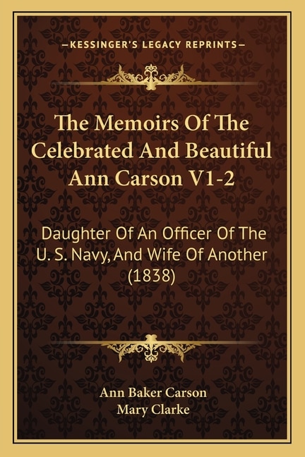 Front cover_The Memoirs Of The Celebrated And Beautiful Ann Carson V1-2