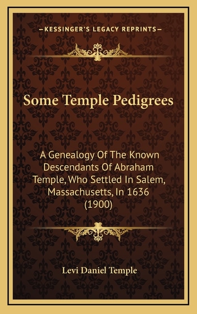 Couverture_Some Temple Pedigrees