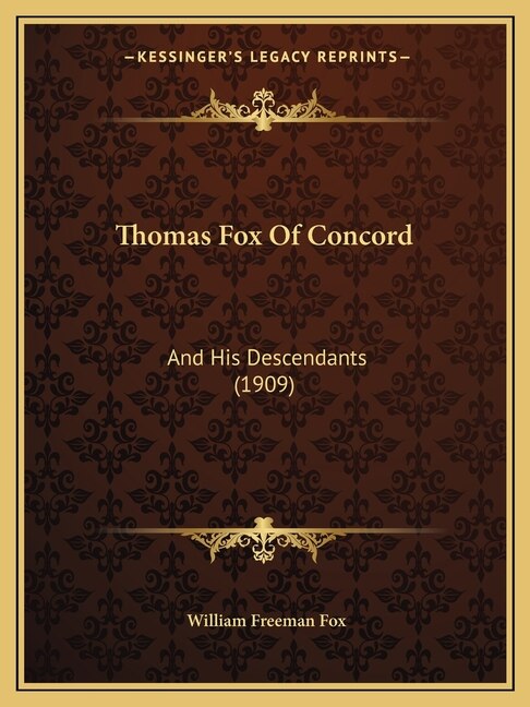 Front cover_Thomas Fox Of Concord