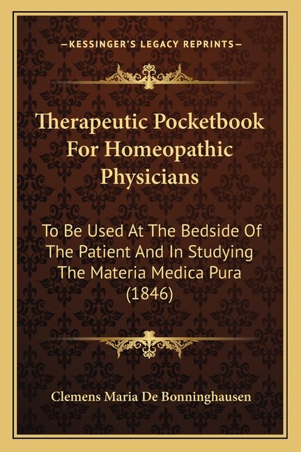 Front cover_Therapeutic Pocketbook For Homeopathic Physicians