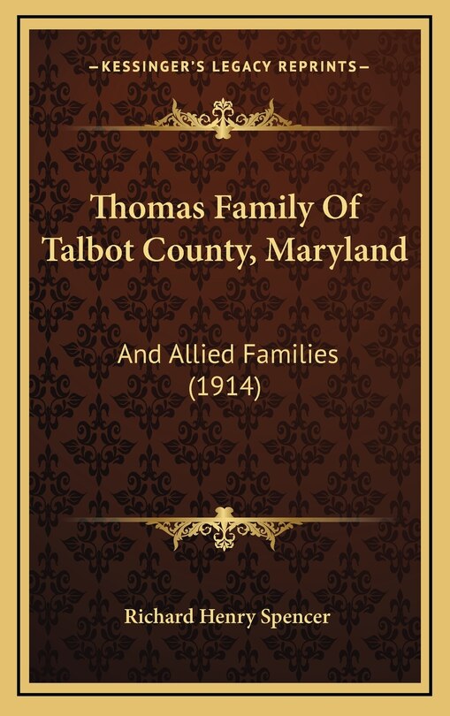 Couverture_Thomas Family Of Talbot County, Maryland