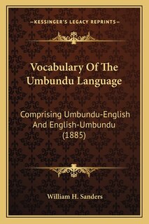 Couverture_Vocabulary Of The Umbundu Language