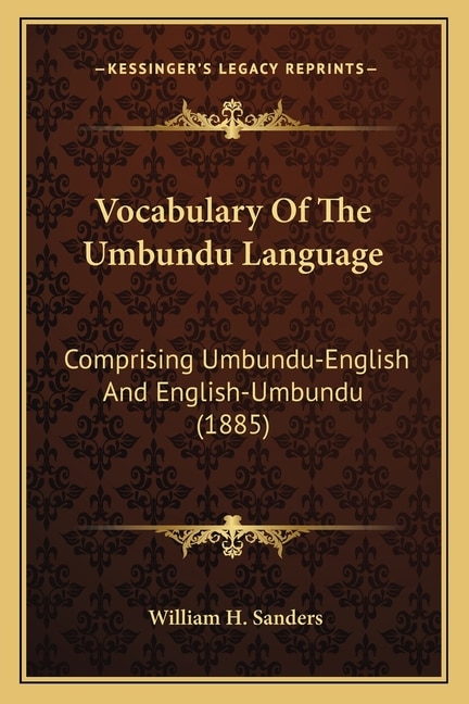 Couverture_Vocabulary Of The Umbundu Language