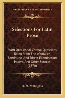 Couverture_Selections For Latin Prose