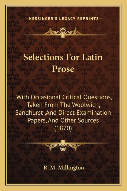 Couverture_Selections For Latin Prose