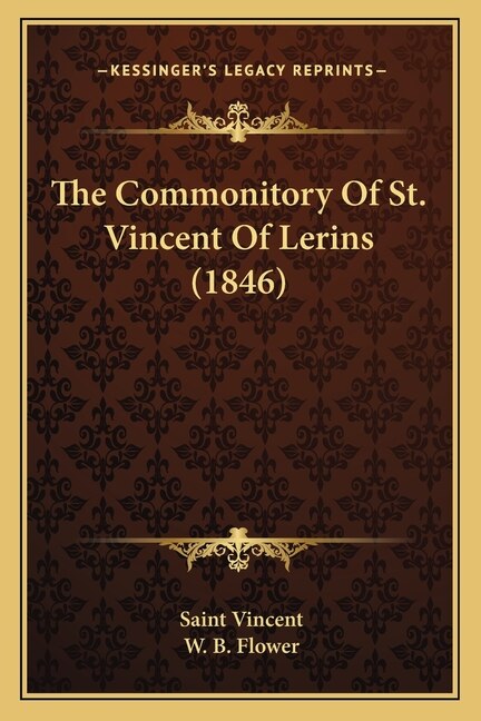 Front cover_The Commonitory Of St. Vincent Of Lerins (1846)