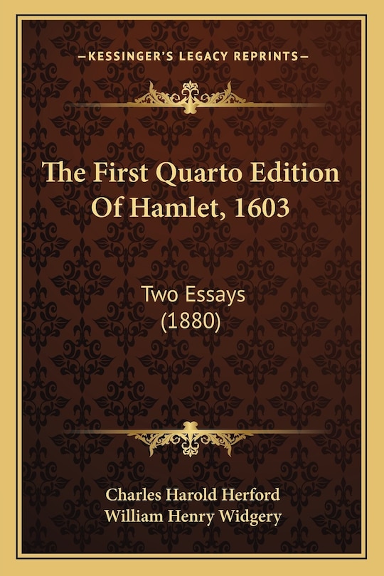 Couverture_The First Quarto Edition Of Hamlet, 1603