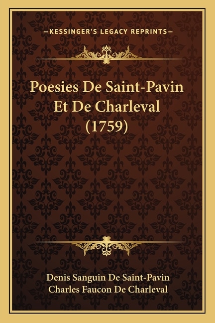 Front cover_Poesies De Saint-Pavin Et De Charleval (1759)