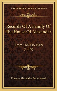 Couverture_Records Of A Family Of The House Of Alexander