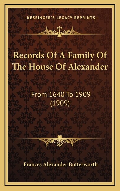 Couverture_Records Of A Family Of The House Of Alexander