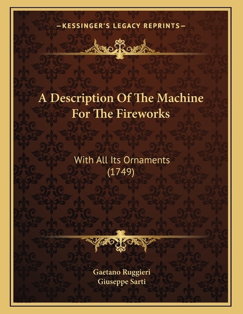Couverture_A Description Of The Machine For The Fireworks