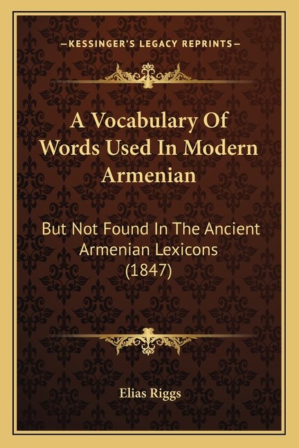 Front cover_A Vocabulary Of Words Used In Modern Armenian
