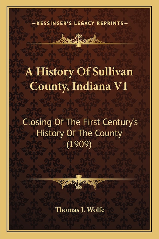 Couverture_A History Of Sullivan County, Indiana V1