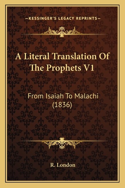 Couverture_A Literal Translation Of The Prophets V1