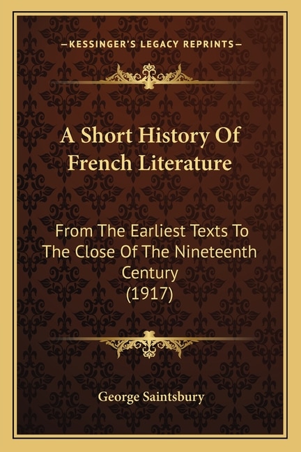Front cover_A Short History Of French Literature