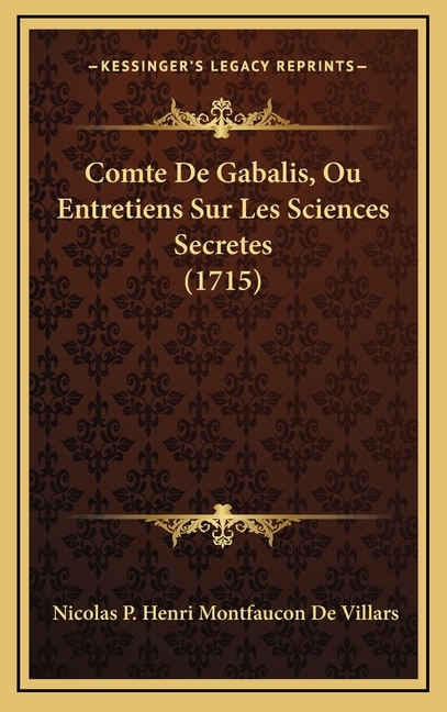 Front cover_Comte De Gabalis, Ou Entretiens Sur Les Sciences Secretes (1715)