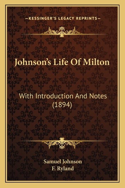 Front cover_Johnson's Life Of Milton