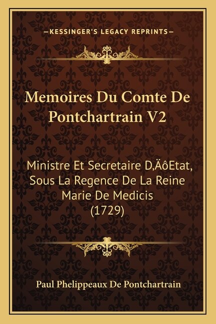 Couverture_Memoires Du Comte De Pontchartrain V2