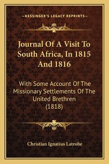 Front cover_Journal Of A Visit To South Africa, In 1815 And 1816