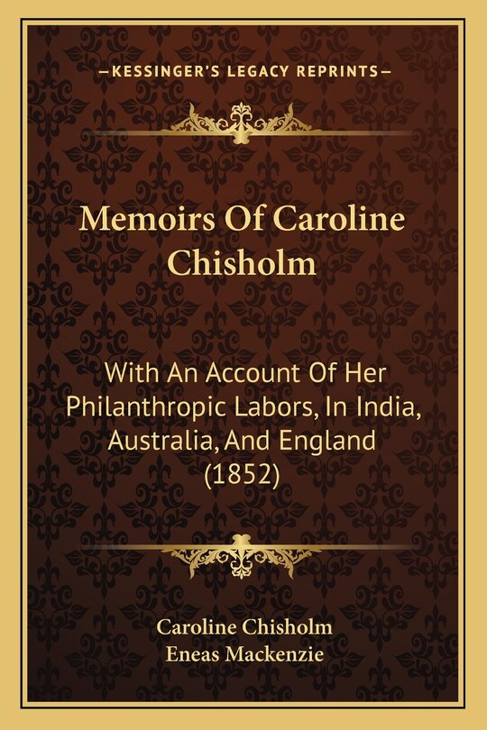 Front cover_Memoirs Of Caroline Chisholm