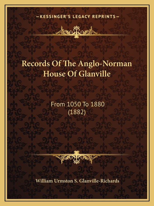 Couverture_Records Of The Anglo-Norman House Of Glanville