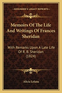 Couverture_Memoirs Of The Life And Writings Of Frances Sheridan