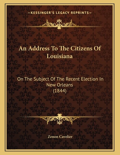 Front cover_An Address To The Citizens Of Louisiana