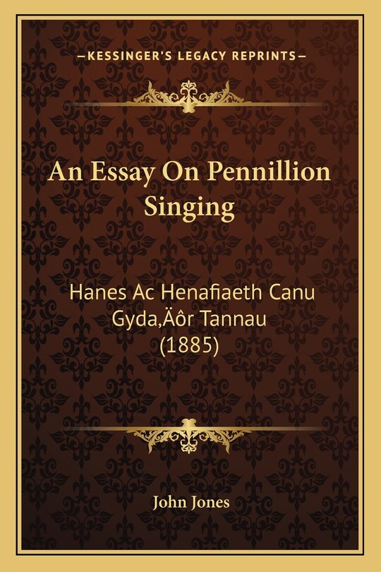 Front cover_An Essay On Pennillion Singing