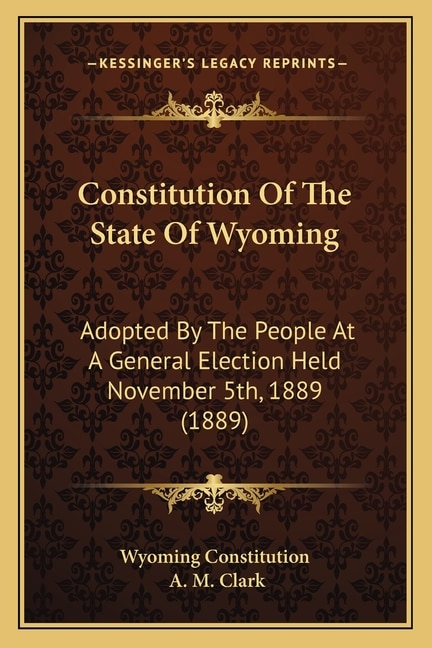 Couverture_Constitution Of The State Of Wyoming