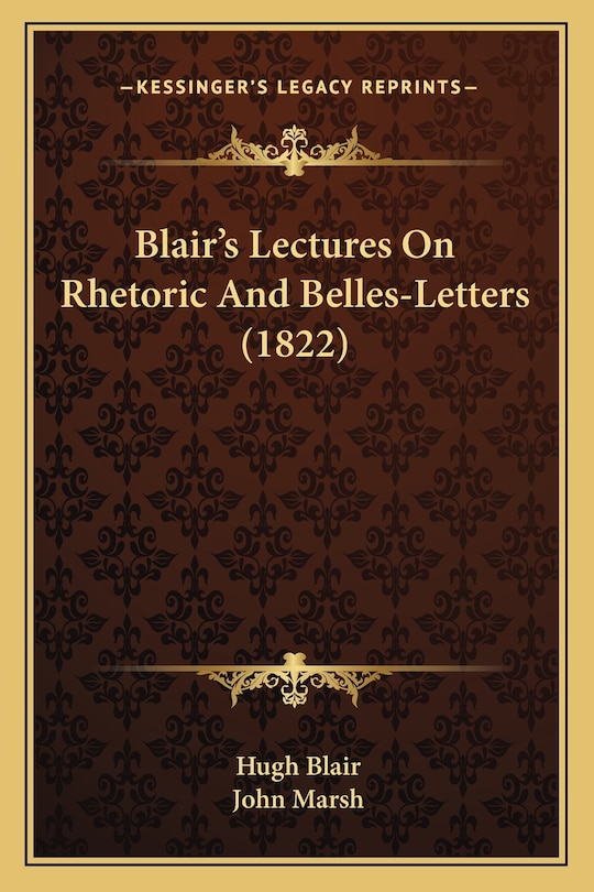 Couverture_Blair's Lectures On Rhetoric And Belles-Letters (1822)