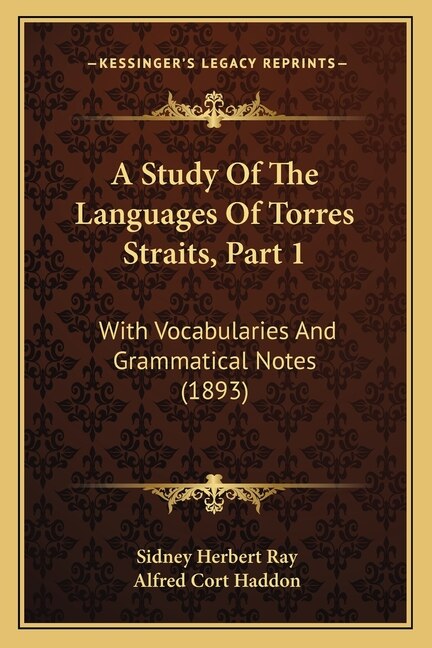 Couverture_A Study Of The Languages Of Torres Straits, Part 1