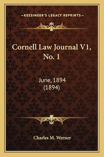 Front cover_Cornell Law Journal V1, No. 1