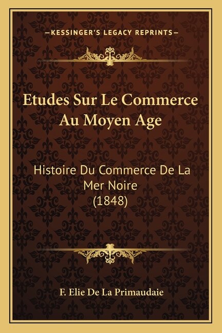 Front cover_Etudes Sur Le Commerce Au Moyen Age