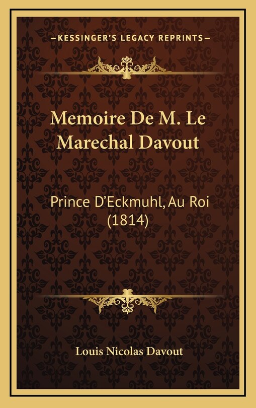 Couverture_Memoire De M. Le Marechal Davout