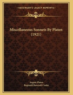 Front cover_Miscellaneous Sonnets By Platen (1921)