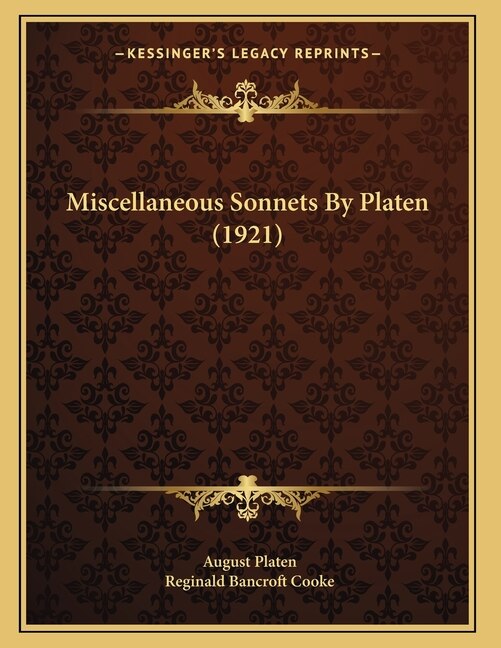 Front cover_Miscellaneous Sonnets By Platen (1921)