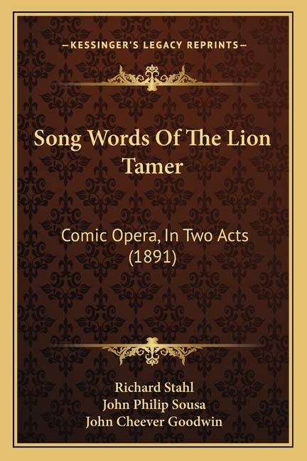 Front cover_Song Words Of The Lion Tamer