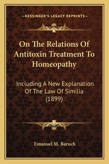 Front cover_On The Relations Of Antitoxin Treatment To Homeopathy