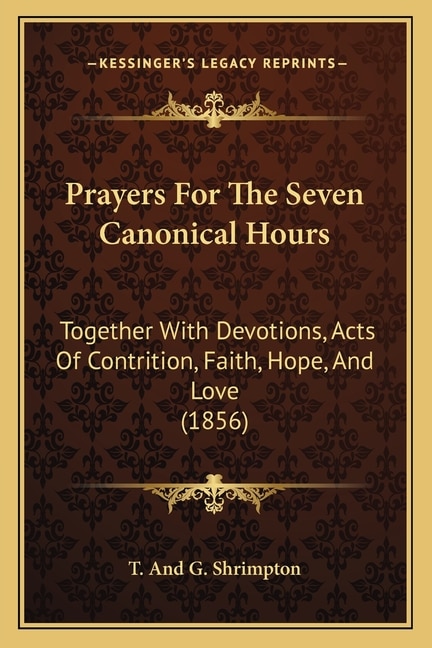 Couverture_Prayers For The Seven Canonical Hours