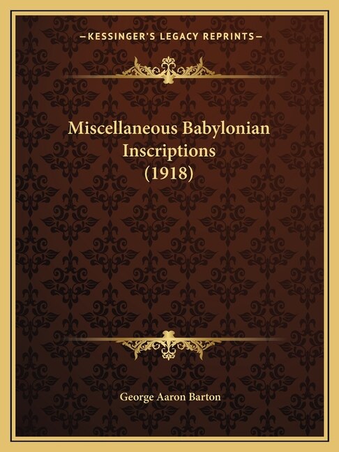 Front cover_Miscellaneous Babylonian Inscriptions (1918)