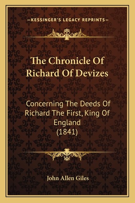 Front cover_The Chronicle Of Richard Of Devizes
