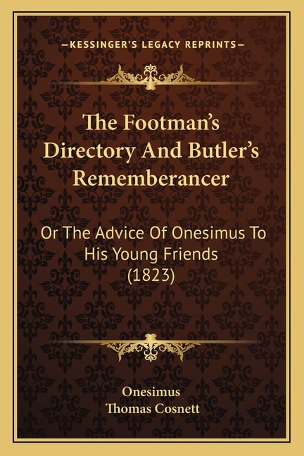 Front cover_The Footman's Directory And Butler's Rememberancer