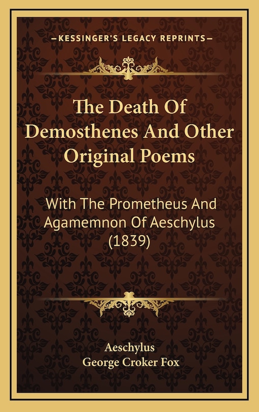 Front cover_The Death Of Demosthenes And Other Original Poems