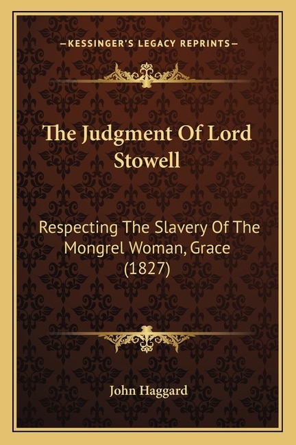 Front cover_The Judgment Of Lord Stowell