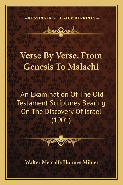 Couverture_Verse By Verse, From Genesis To Malachi