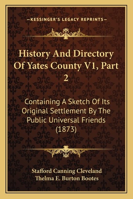 Couverture_History And Directory Of Yates County V1, Part 2