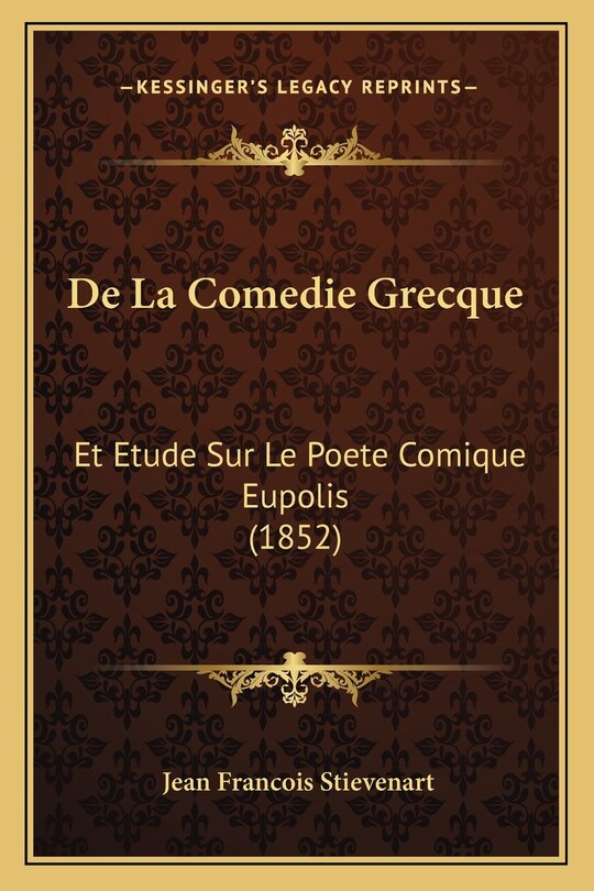 Front cover_De La Comedie Grecque