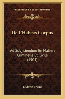 Front cover_De L'Habeas Corpus