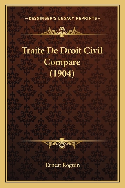 Front cover_Traite De Droit Civil Compare (1904)