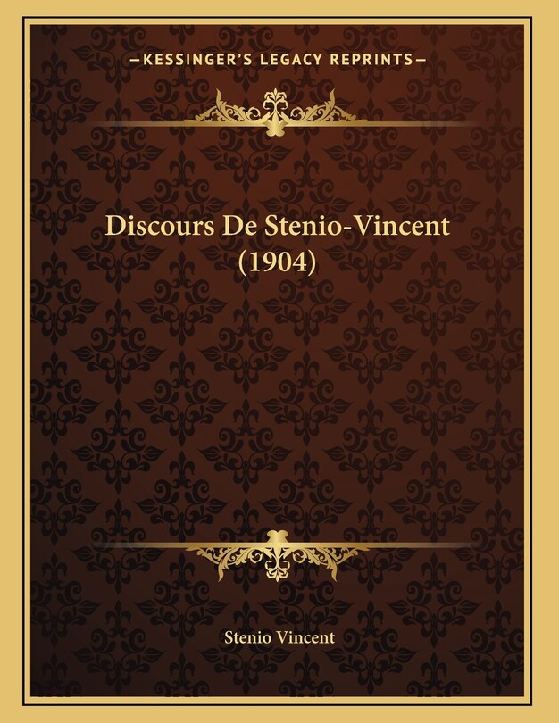 Couverture_Discours De Stenio-Vincent (1904)